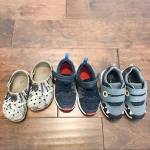 3 pairs of boys shoes, size 8. Crocs and cat&jack
